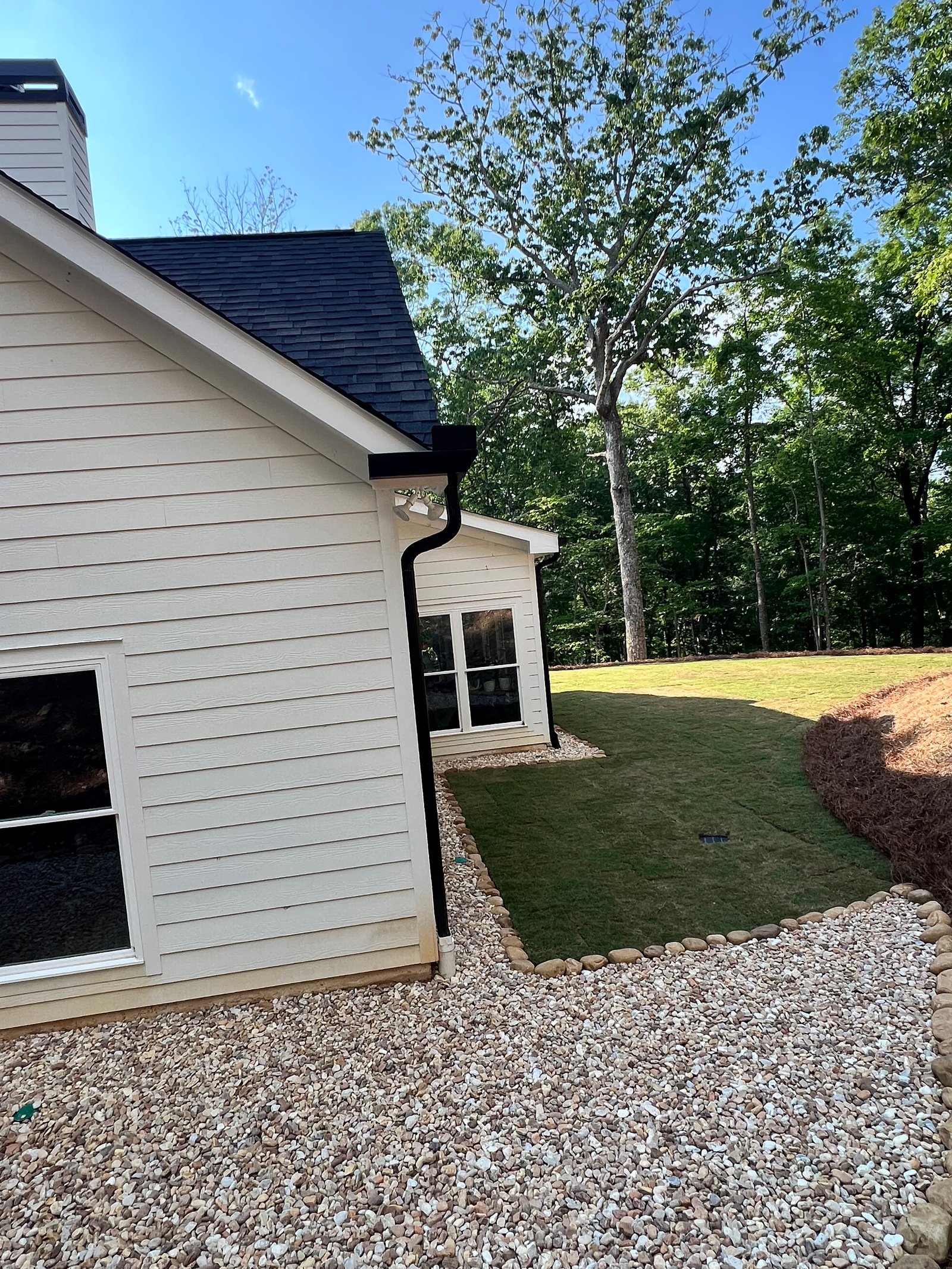 Completed green sod lawn