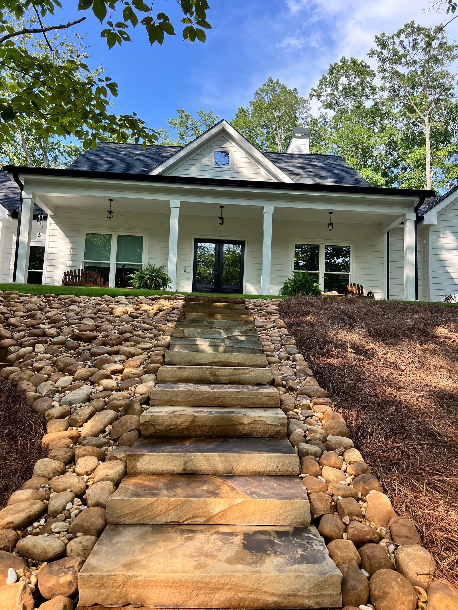 Natural Stone Steps & River Rock After in Austell