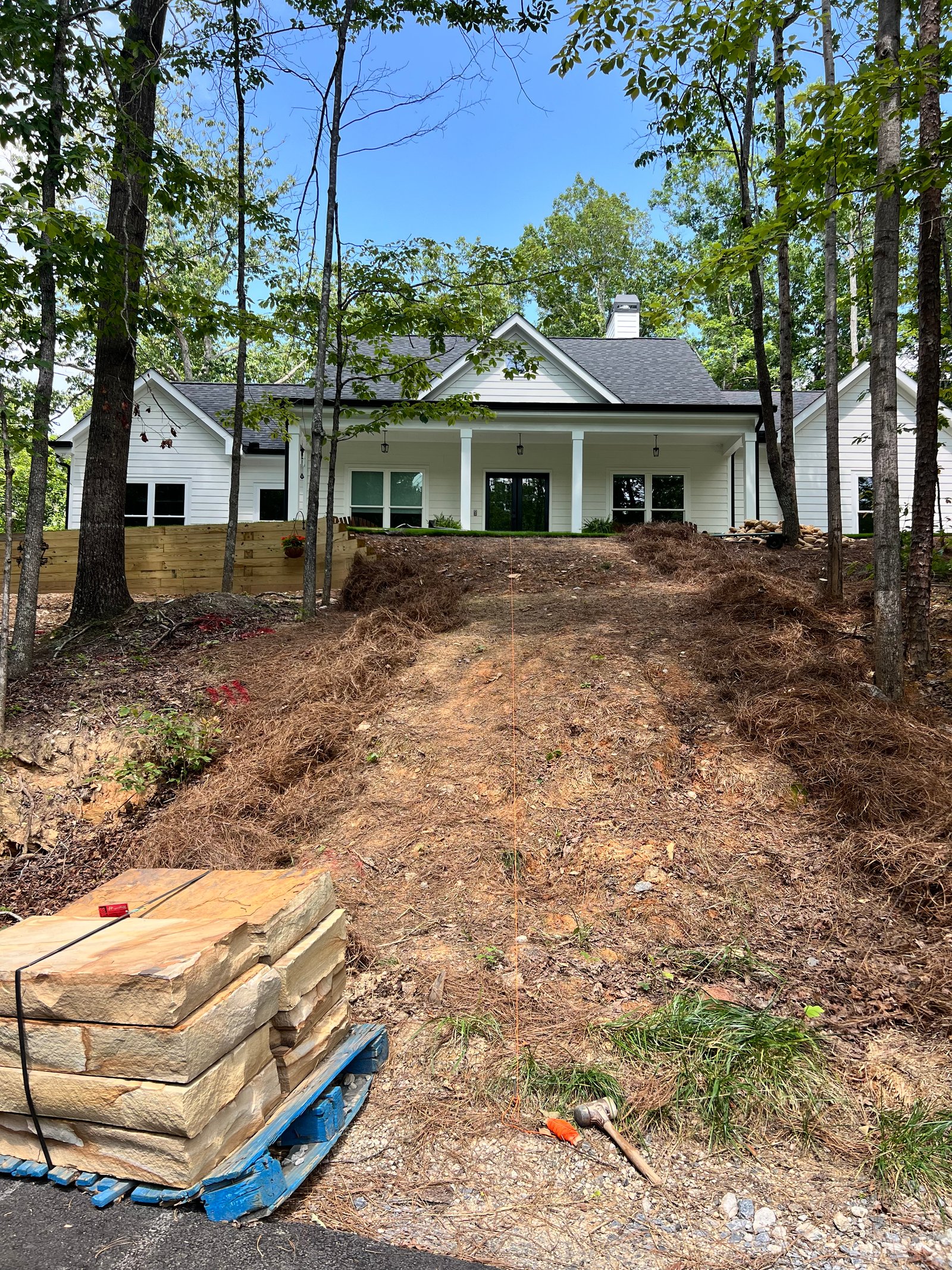 Natural Stone Steps & River Rock Before in Austell